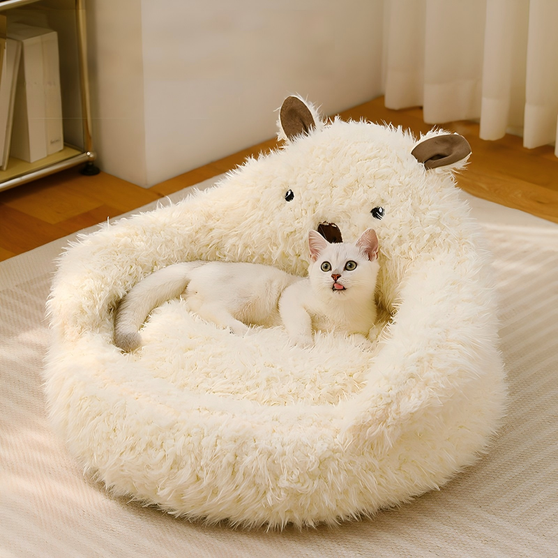 Plush Alpaca Cat Bed