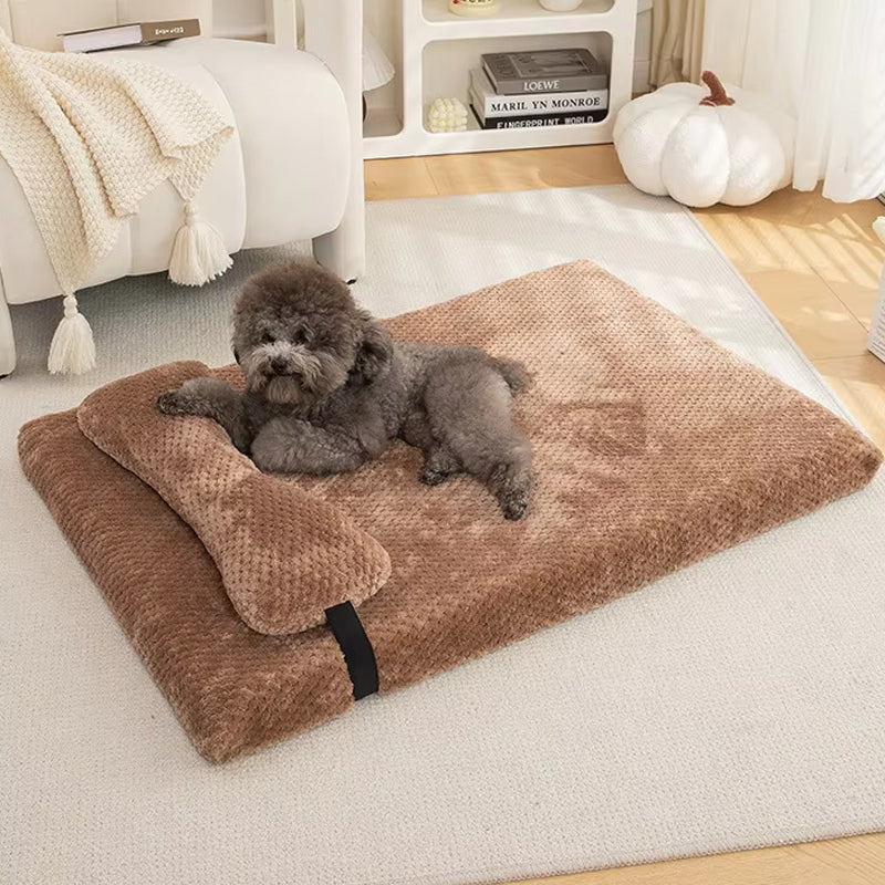 Cozy Plush Pet Bed with Pillow