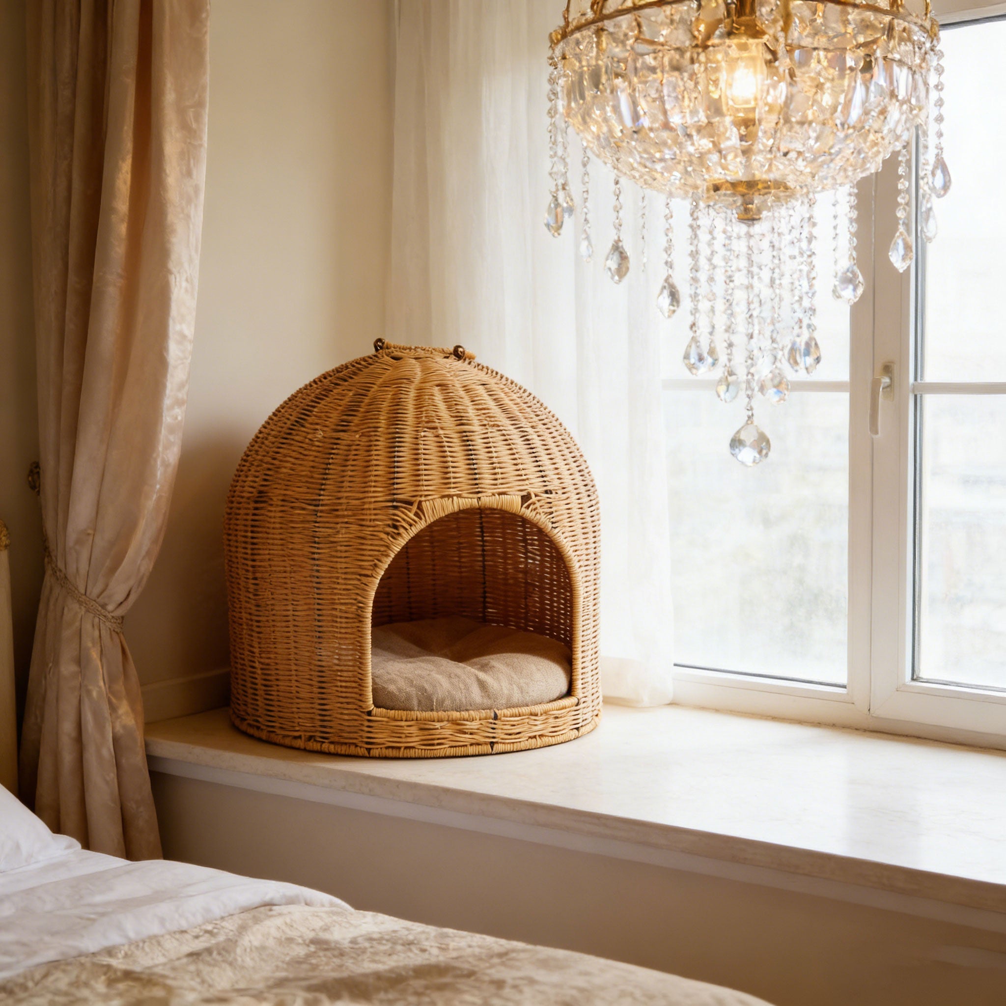 Hand-Woven Rattan Pet Cave