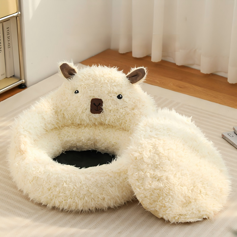Plush Alpaca Cat Bed