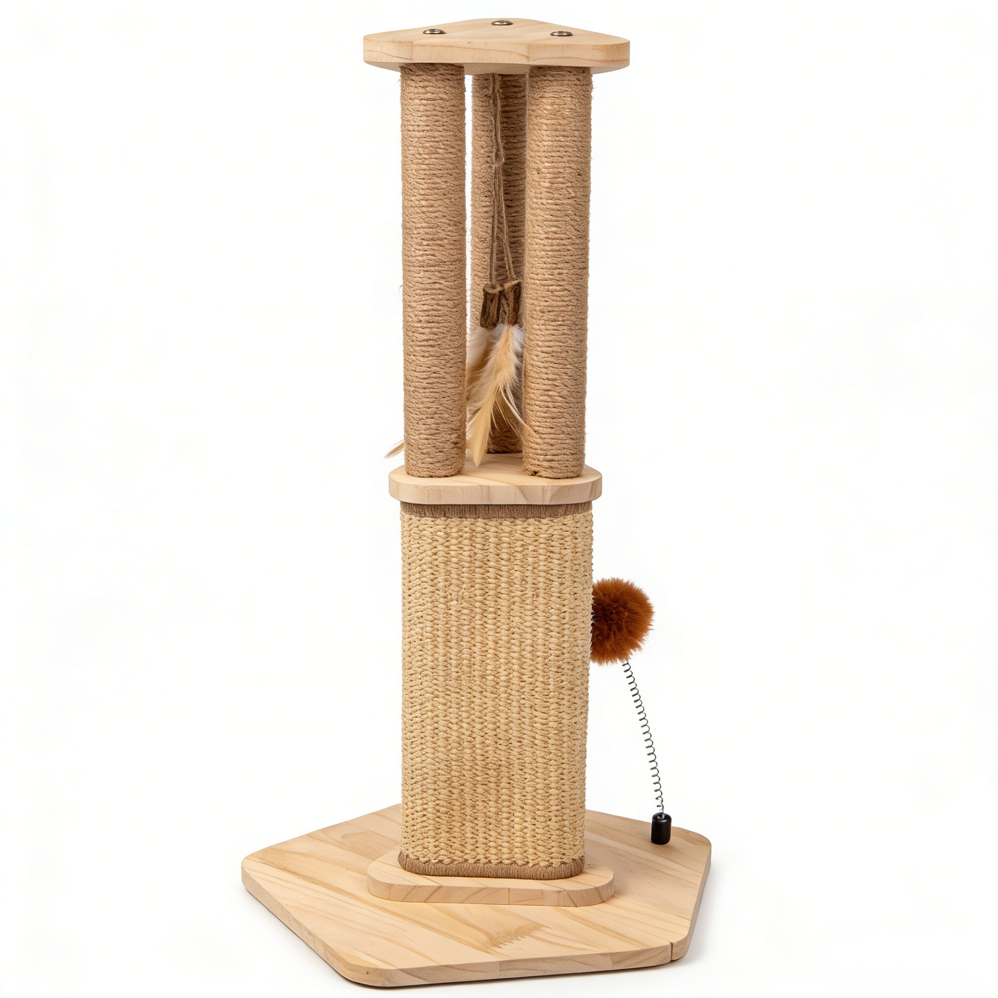 Modern Wood & Sisal Cat Scratching Post