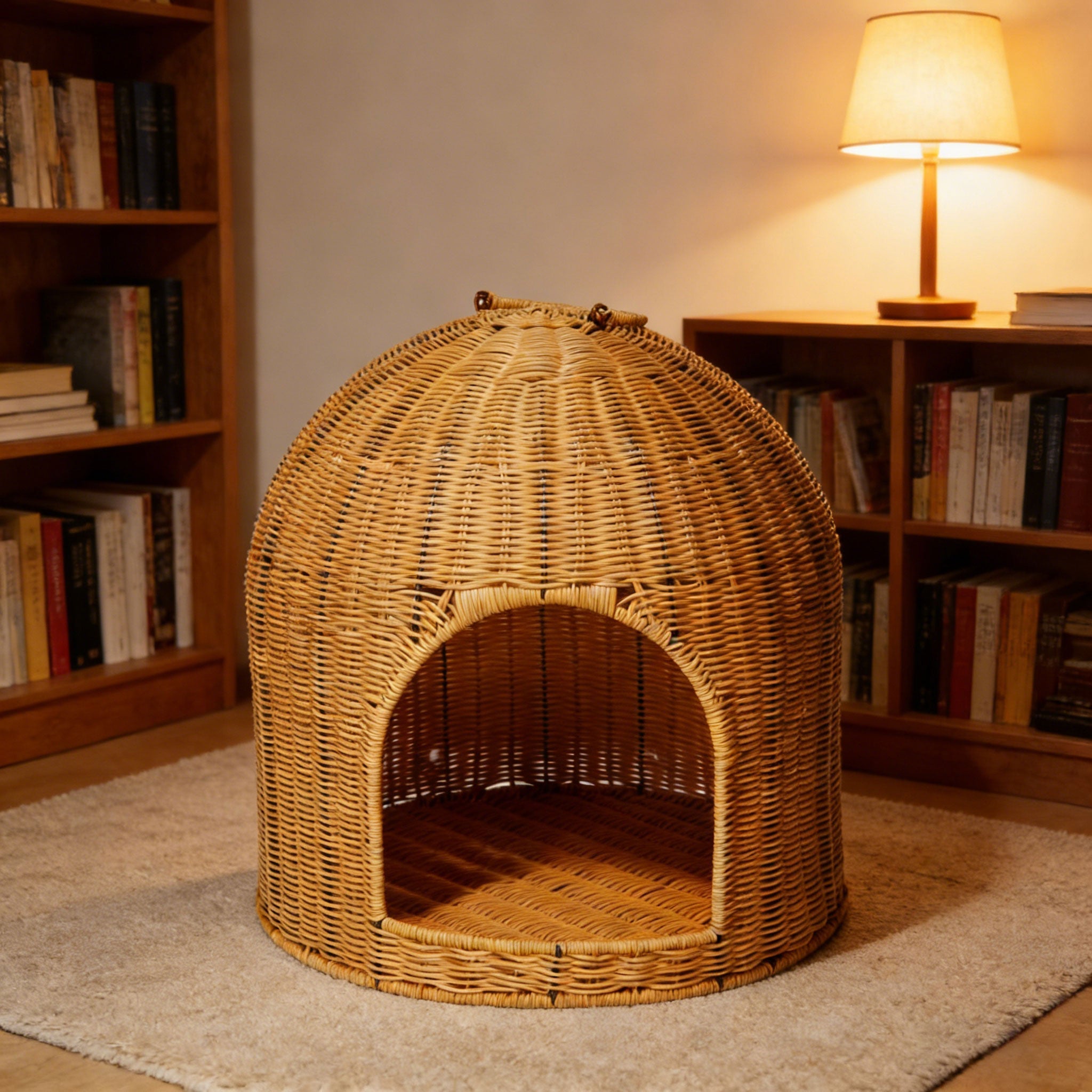Hand-Woven Rattan Pet Cave